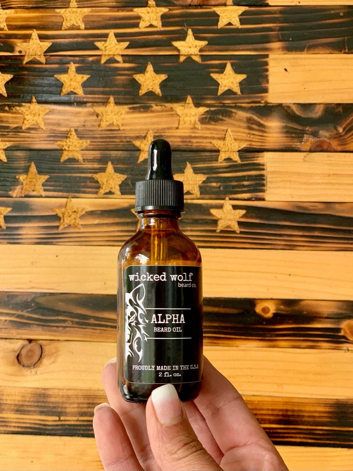 “Alpha Beard Oil by Wicked Wolf – premium beard care oil, 2oz bottle, tobacco vanilla scent”